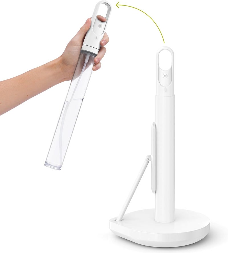 Simple Human Standing Paper Towel Holder with Spray Pump, White Stainless Steel - Image 1